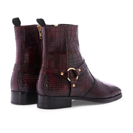 MILLE DOLLARI Men Textured Leather Frontier Boots